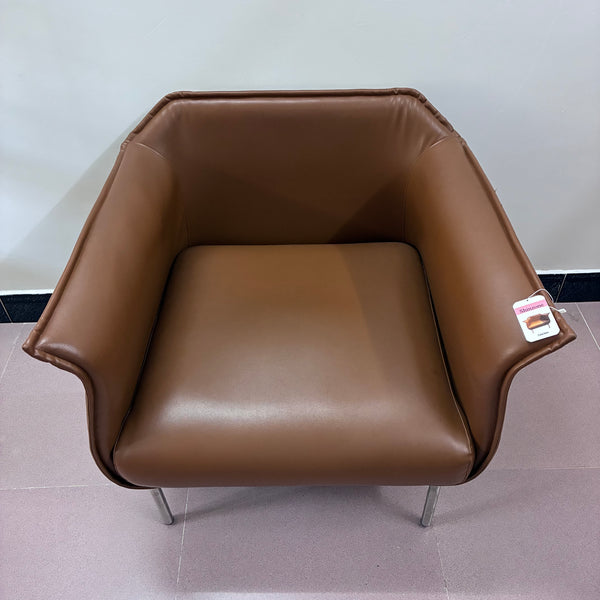 Shinzone Couches Modern minimalist leather single-person casual sofa (brown)