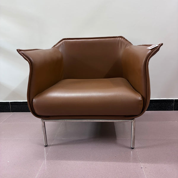 Shinzone Couches Modern minimalist leather single-person casual sofa (brown)