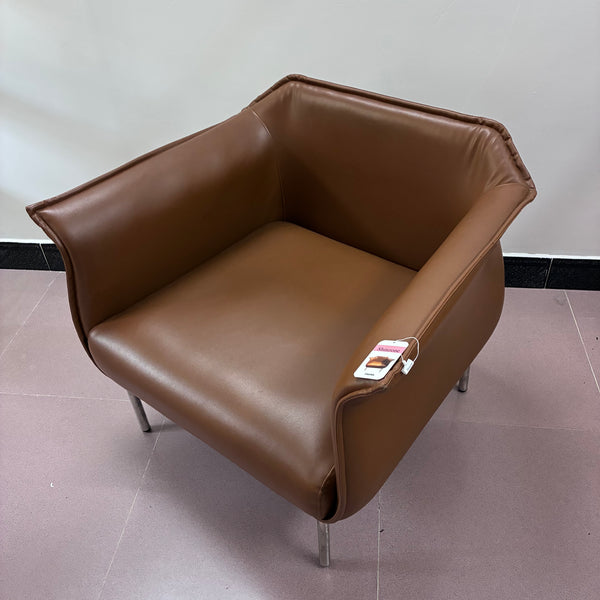 Shinzone Couches Modern minimalist leather single-person casual sofa (brown)