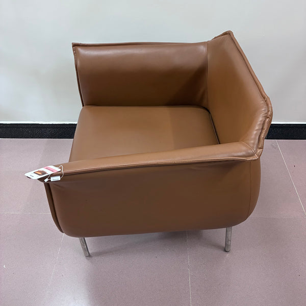 Shinzone Couches Modern minimalist leather single-person casual sofa (brown)