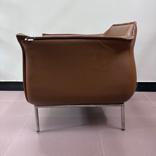 Shinzone Couches Modern minimalist leather single-person casual sofa (brown)
