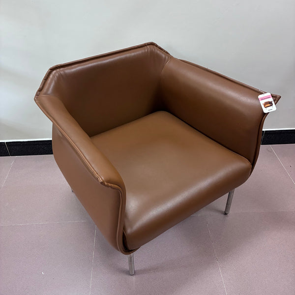 Shinzone Couches Modern minimalist leather single-person casual sofa (brown)