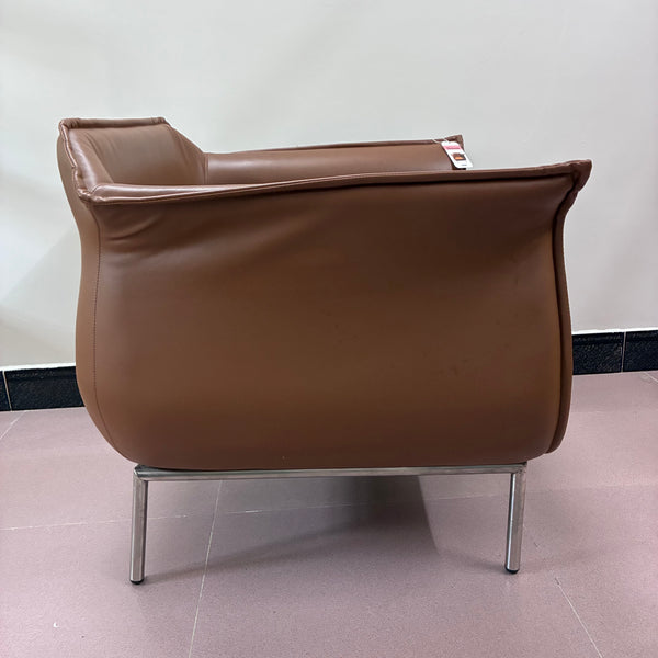 Shinzone Couches Modern minimalist leather single-person casual sofa (brown)