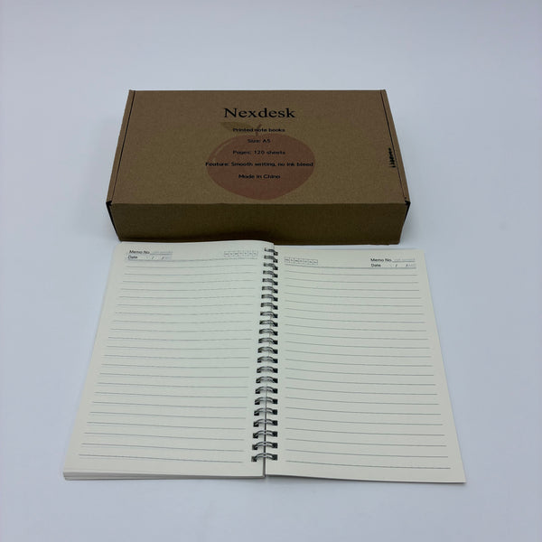 Nexdesk Printed note books A5 Printed Notebook Set, 120 Sheets Spiral Bound Journal, for School and Office
