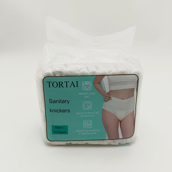 TORTAI Sanitary knickers Sanitary Knickers, Large Size, 10 Count, 12-Hour Protection, White