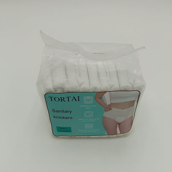 TORTAI Sanitary knickers Sanitary Knickers, Large Size, 10 Count, 12-Hour Protection, White