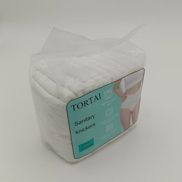 TORTAI Sanitary knickers Sanitary Knickers, Large Size, 10 Count, 12-Hour Protection, White