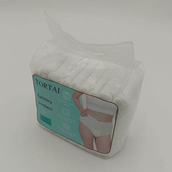 TORTAI Sanitary knickers Sanitary Knickers, Large Size, 10 Count, 12-Hour Protection, White