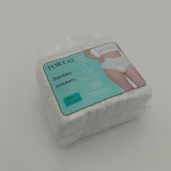 TORTAI Sanitary knickers Sanitary Knickers, Large Size, 10 Count, 12-Hour Protection, White