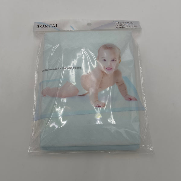 TORTAI Disposable mats for changing diapers Blue Disposable Changing Mats, 24 x 17 Inch, 5 Count