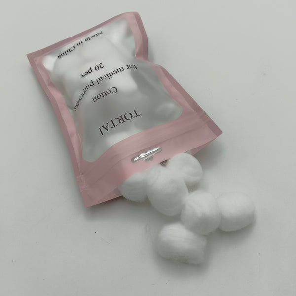 TORTAI Cotton for medical purposes Safe and hygienic Cotton Balls for Medical Purposes, 20 Count, White
