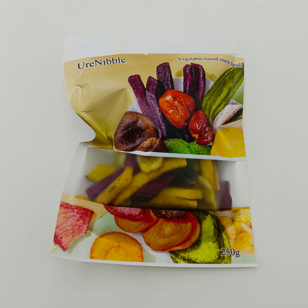 UreNibble Vegetable-based snack foods 250g Mixed Vegetable Snacks, Dried Fruit and Veggie Chips, Resealable Pouch