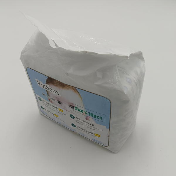 VinSoox Baby diapers Size S baby diapers, 10-piece pack, suitable for newborns to toddlers