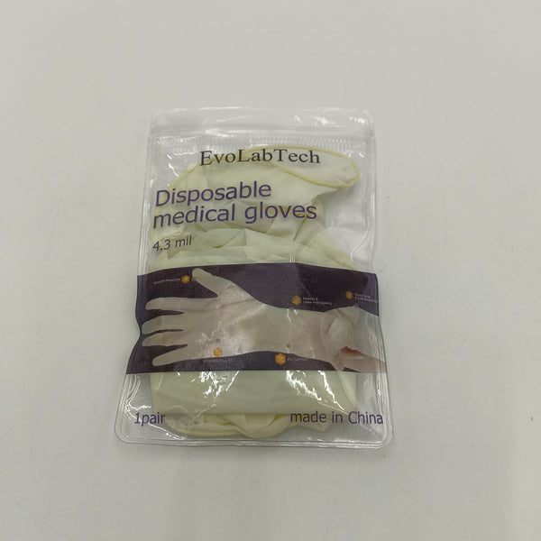 EvoLabTech Medical gloves White Medical Examination Gloves, 4.3 mil Latex, 1 Pair