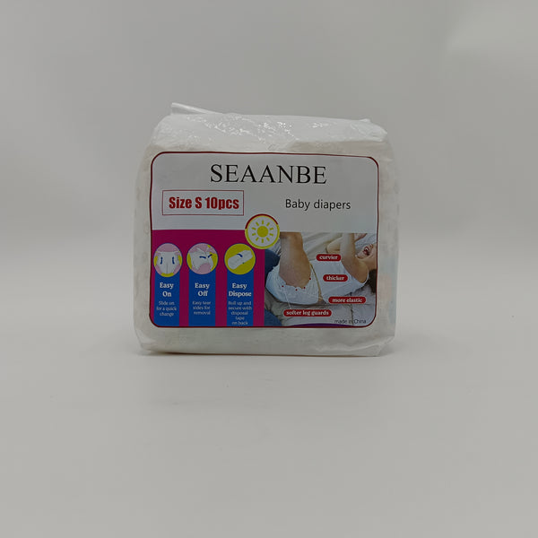 SEAANBE Baby diapers S-size 10-piece baby diapers with easy-to-put on and take off and leak-proof design