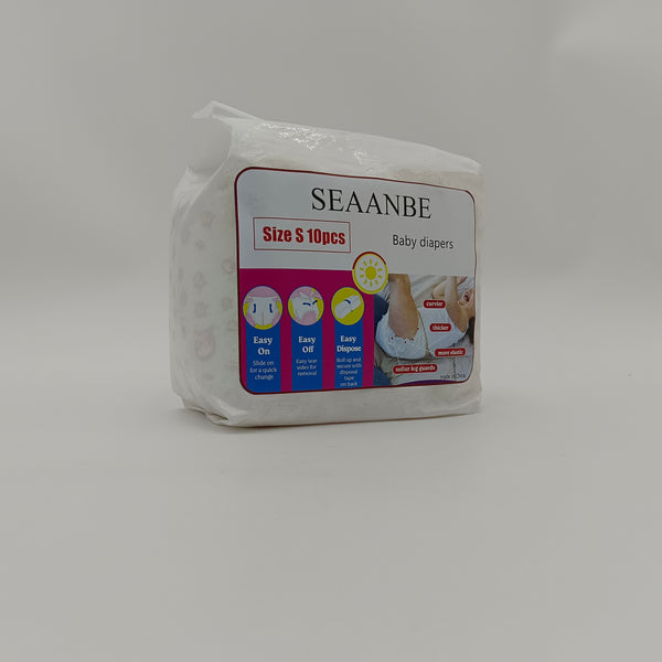SEAANBE Baby diapers S-size 10-piece baby diapers with easy-to-put on and take off and leak-proof design