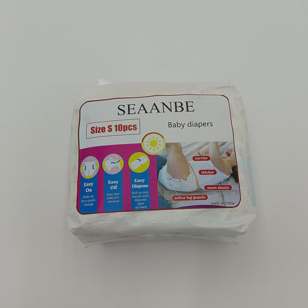 SEAANBE Baby diapers S-size 10-piece baby diapers with easy-to-put on and take off and leak-proof design