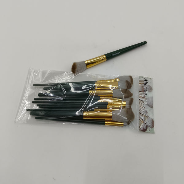 Ahoisuo Make-up brushes Professional Makeup Brush Set, Green Handle with Gold Ferrule