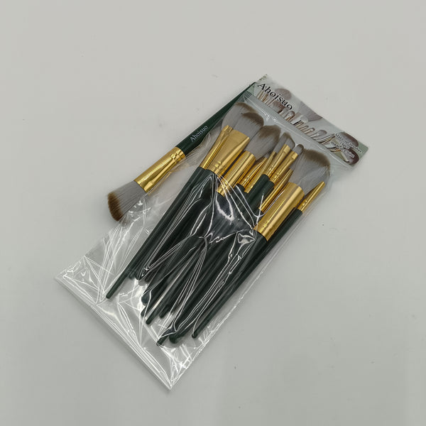Ahoisuo Make-up brushes Professional Makeup Brush Set, Green Handle with Gold Ferrule