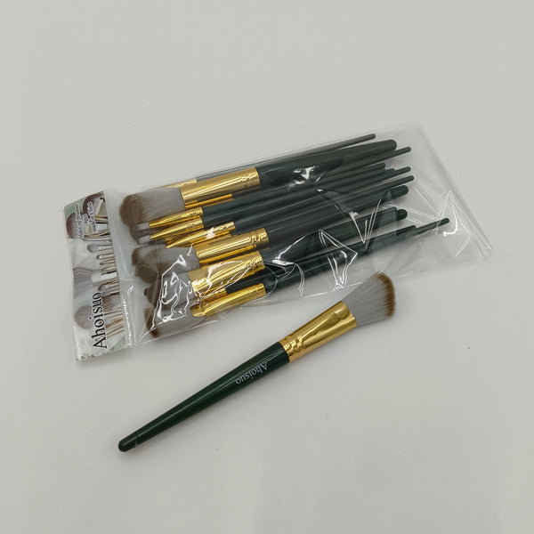 Ahoisuo Make-up brushes Professional Makeup Brush Set, Green Handle with Gold Ferrule