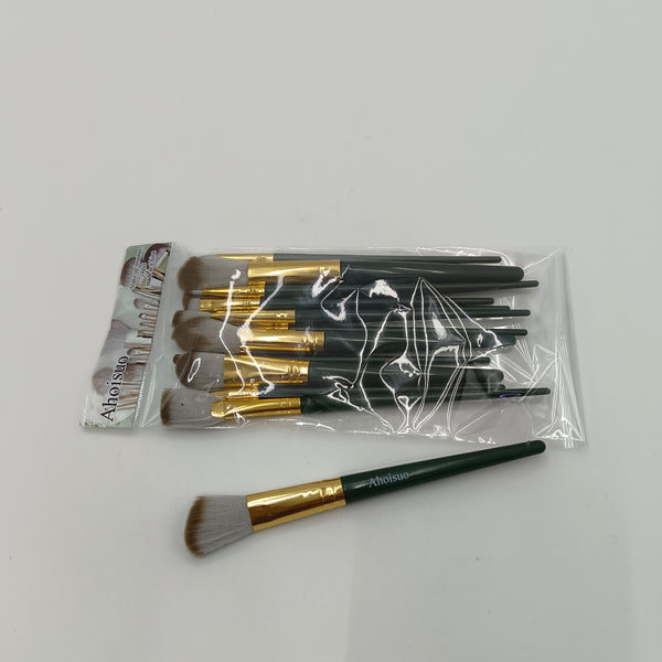 Ahoisuo Make-up brushes Professional Makeup Brush Set, Green Handle with Gold Ferrule