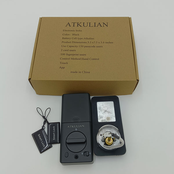 ATKULIAN Electronic locks Black Electronic Smart Lock, 150 Passcode Users, Fingerprint and Card Access
