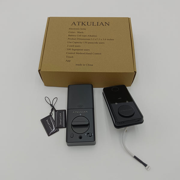 ATKULIAN Electronic locks Black Electronic Smart Lock, 150 Passcode Users, Fingerprint and Card Access