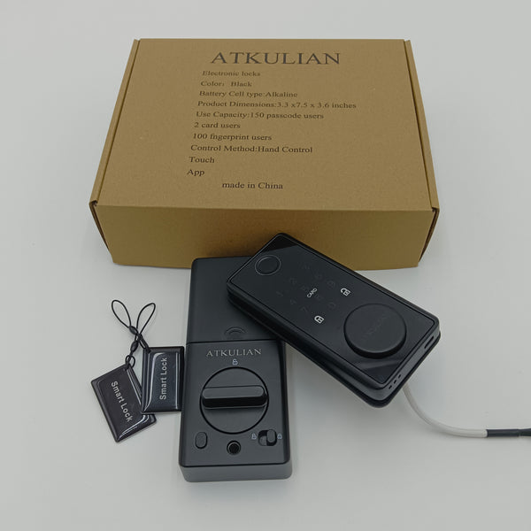 ATKULIAN Electronic locks Black Electronic Smart Lock, 150 Passcode Users, Fingerprint and Card Access