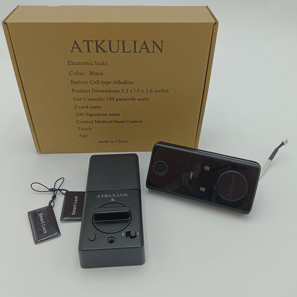 ATKULIAN Electronic locks Black Electronic Smart Lock, 150 Passcode Users, Fingerprint and Card Access