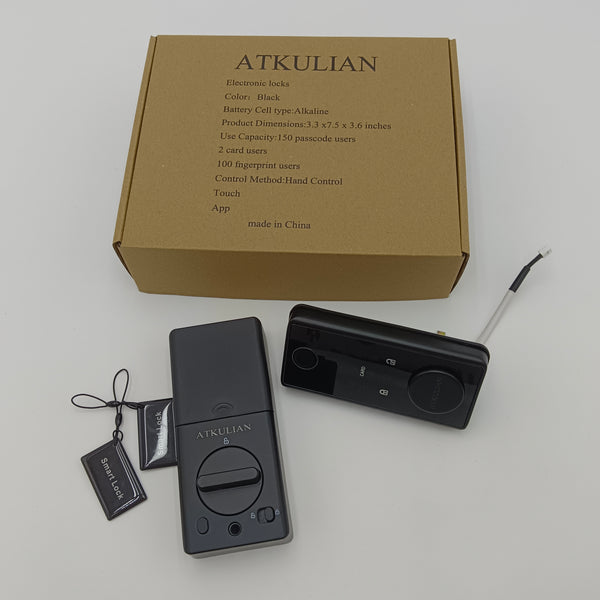 ATKULIAN Electronic locks Black Electronic Smart Lock, 150 Passcode Users, Fingerprint and Card Access