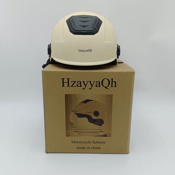 HzayyaQh Motorcycle helmets Beige Motorcycle Helmet with Adjustable Straps