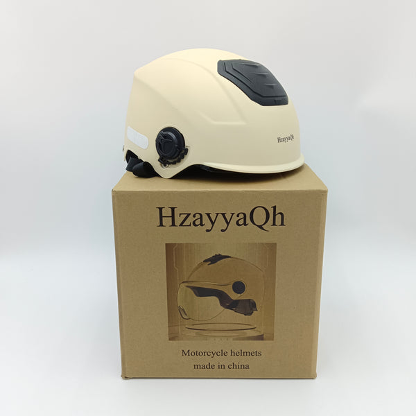 HzayyaQh Motorcycle helmets Beige Motorcycle Helmet with Adjustable Straps