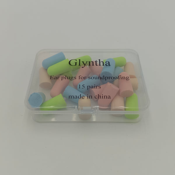 Glyntha Ear plugs for soundproofing Multi-Color Foam Soundproofing Ear Plugs with Storage Case, 15 Pairs