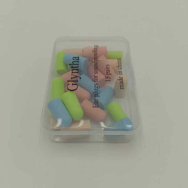 Glyntha Ear plugs for soundproofing Multi-Color Foam Soundproofing Ear Plugs with Storage Case, 15 Pairs