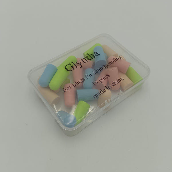 Glyntha Ear plugs for soundproofing Multi-Color Foam Soundproofing Ear Plugs with Storage Case, 15 Pairs