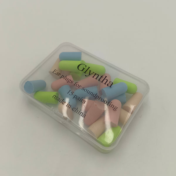 Glyntha Ear plugs for soundproofing Multi-Color Foam Soundproofing Ear Plugs with Storage Case, 15 Pairs
