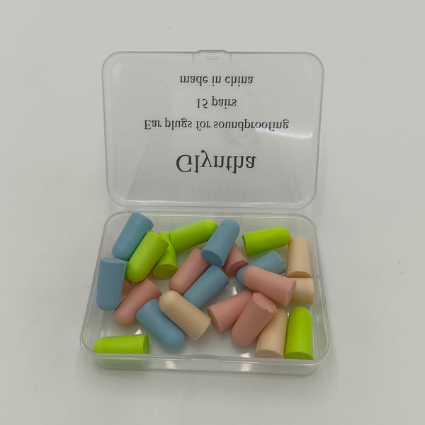 Glyntha Ear plugs for soundproofing Multi-Color Foam Soundproofing Ear Plugs with Storage Case, 15 Pairs