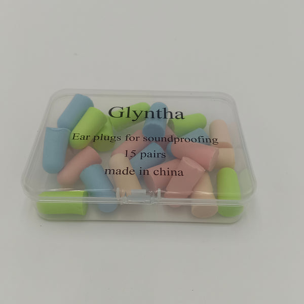 Glyntha Ear plugs for soundproofing Multi-Color Foam Soundproofing Ear Plugs with Storage Case, 15 Pairs