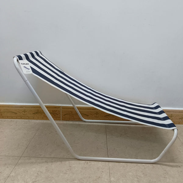 TERLUX Beach chairs Portable Outdoor Beach Chair with Metal Frame, Navy Blue and White Striped