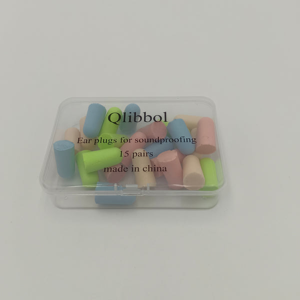 Qlibbol Ear plugs for soundproofing Multi-purpose colorful earplugs, 15 pairs