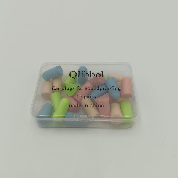 Qlibbol Ear plugs for soundproofing Multi-purpose colorful earplugs, 15 pairs