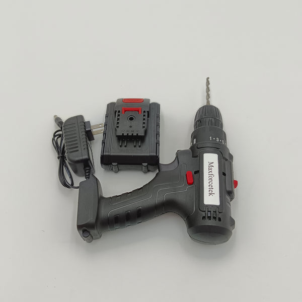 Maxforcetek Power drills Cordless Power Drill, Black with Red Accents, Battery and Charger Included
