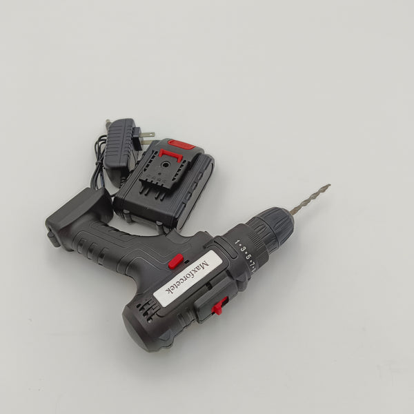 Maxforcetek Power drills Cordless Power Drill, Black with Red Accents, Battery and Charger Included