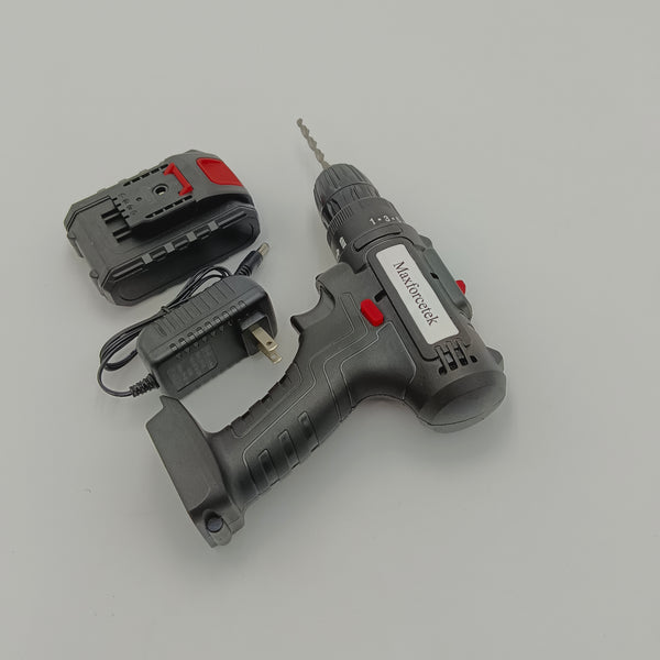 Maxforcetek Power drills Cordless Power Drill, Black with Red Accents, Battery and Charger Included