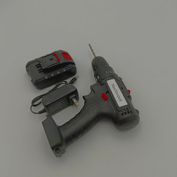 Maxforcetek Power drills Cordless Power Drill, Black with Red Accents, Battery and Charger Included
