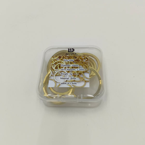 Lume Pick Key rings Brass Key Rings, 30mm Diameter, 2.5mm Wire Thickness