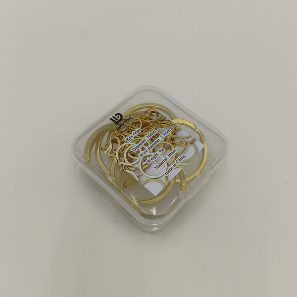 Lume Pick Key rings Brass Key Rings, 30mm Diameter, 2.5mm Wire Thickness