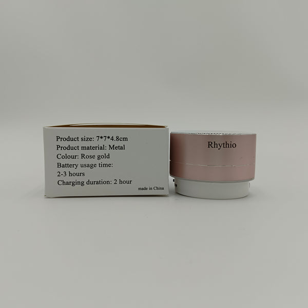 Rhythio Loudspeakers Portable Bluetooth Speaker, Rose Gold Metal, 2-3 Hour Battery Life