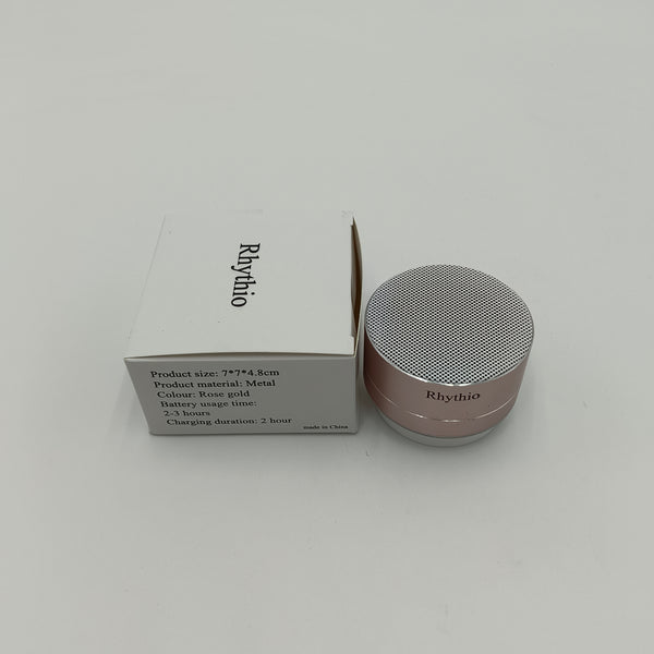 Rhythio Loudspeakers Portable Bluetooth Speaker, Rose Gold Metal, 2-3 Hour Battery Life