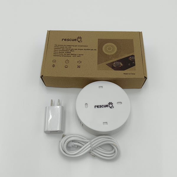 rescueO2 Gas sensors for measuring gas concentration DC-12V Gas Sensor with LED Light and Sound Alert, White
